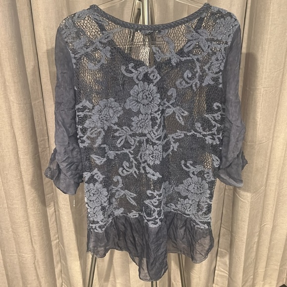 NWT Saks 5th Avenue gray blue blouse Tunic style - Picture 6 of 7